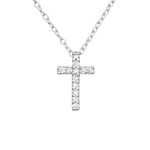 Sterling Silver Cross Necklace With Chain 18 in Faith Spiritual Religious